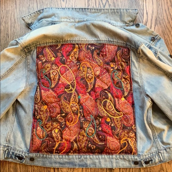 Free people XS Quilted Paisley Print Denim Jacket
